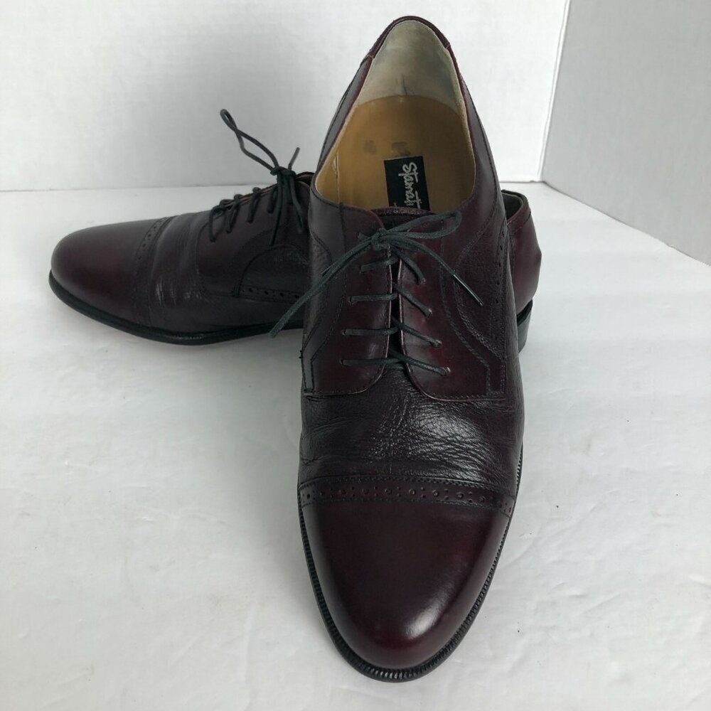 Stamati Mastroianni Leather Oxfords Men's size 10 Oxblood Cap Toe Made in Italy